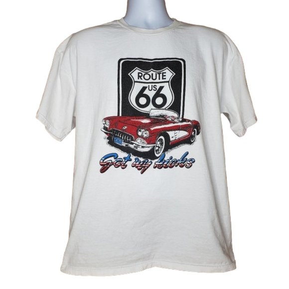 Alstyle Other - Men's Got My Kicks on Route 66 Red Corvette White T Shirt Size XL